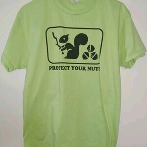 Vintage Spencer's Gifts "Protect Your Nuts" Tee Shirt Green